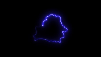 Obraz premium Blue neon outline of Serbia on black background silhouette