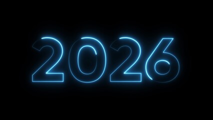 Neon blue 2026 on black background