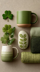 Slicing ripe tomatoes against a festive green backdrop for St Patricks Day