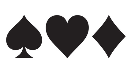 Playing Card Symbols in Simple Flat Design with Black Color on White Background for Casino Branding