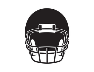 Black American football helmet silhouette on transparent background vector