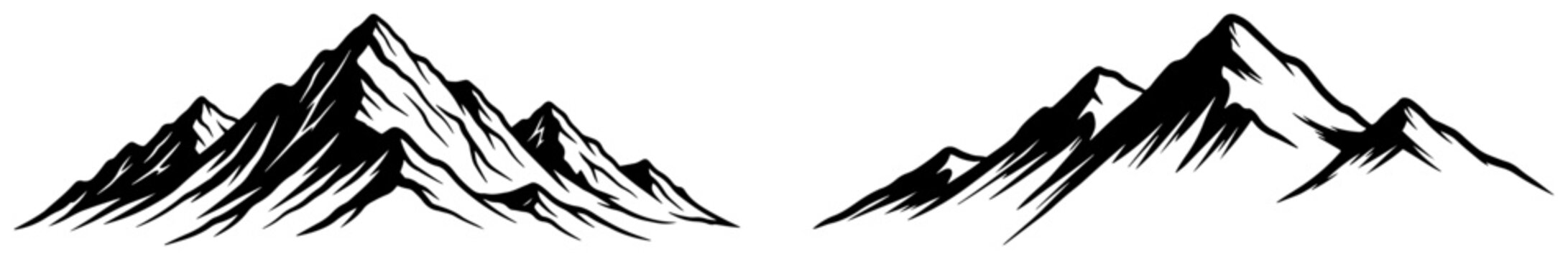 Mountain range sketch panoramic banner Outdoor adventure landscape
