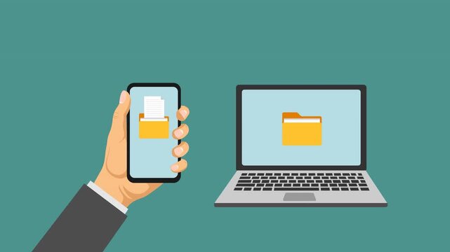 transfer data video animation share data flat concept