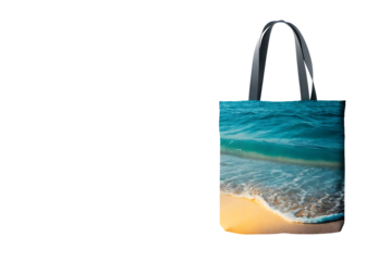 Beach wave pattern tote bag isolated on white background