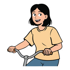 Illustration of young woman riding a bicycle
