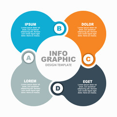 Circular infographic four labeled segments, ideal for presenting structured data concepts in visual format. Vector illustration.