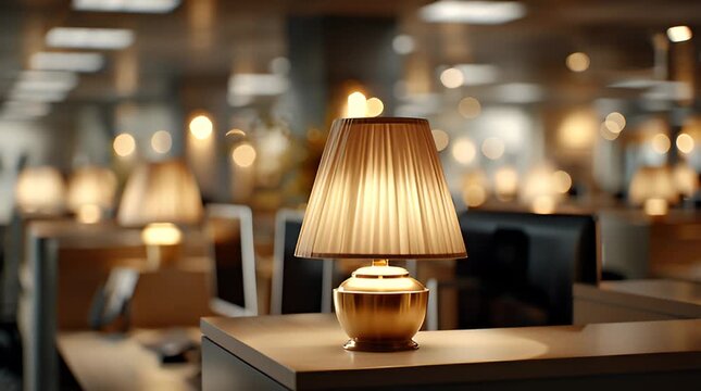 Moderne B&uuml;robeleuchtung mit Tischlampen in offener Arbeitsumgebung