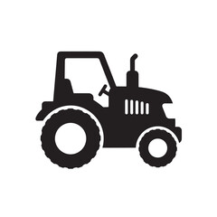 Obraz premium Tractor Silhouette in Modern Minimalist Style with Solid Black Color on White Background for Agricultural Icon