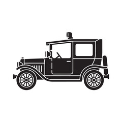 Fototapeta premium Vintage Car Silhouette in Classic Style with High Contrast Lighting on White Background for Automotive Design