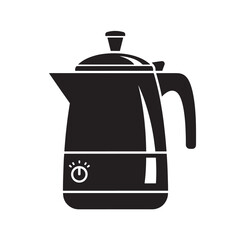 Electric Kettle Silhouette Modern Minimalist Black Simple Design Kitchen Appliance