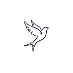 Fototapeta premium Minimalist Dove Flying Continuous Line Art Isolated on White Background