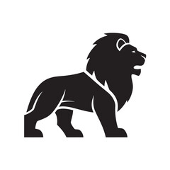 Lion Silhouette in Modern Minimalist Style with High Contrast Black and White for Logo Design