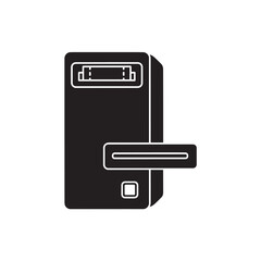 Electronic Door Lock in Minimalist Design with Dark Color Scheme on White Background for Security Icon