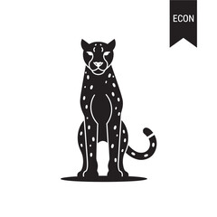 Black Leopard Silhouette with White Spots in Simple Flat Design on White Background for Economic or Business Icon