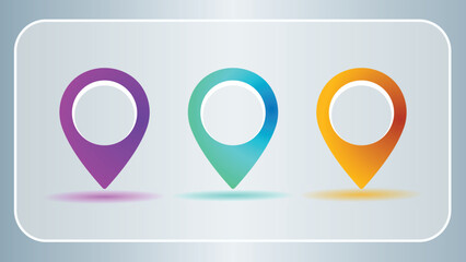Colorful set of map pin pointers with blank space, location markers navigation concept