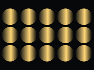 Golden metallic circles in rows on black background