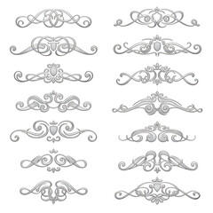 Ornate Vintage Decorative Elements Isolated on White Background