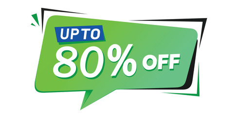 Up to 80% Off Sale Tag - Bright Green Speech Bubble for Retail Promotions