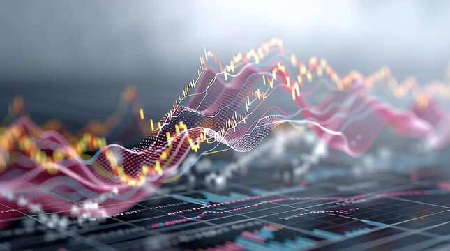 Abstrakte Finanz- und Datenvisualisierung mit dynamischen Linien und Lichtpunkten