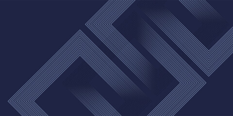 Obraz premium Abstract blue glowing geometric lines on dark background. Modern shiny blue rounded square lines pattern. Futuristic technology concept. Suit for poster, cover, banner, presentation, website, flyer
