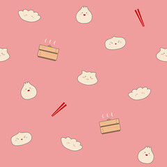 Cute dumpling  dim sum seamless pattern