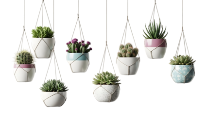 Hanging Succulent Plants in Geometric Planters Indoor Decor
