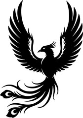 Obraz premium phoenix bird icon illustration, phoenix bird silhouette logo svg vector 