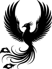 Fototapeta premium phoenix bird icon illustration, phoenix bird silhouette logo svg vector 