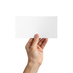 Fototapeta premium Hand holding blank card isolated on transparent background