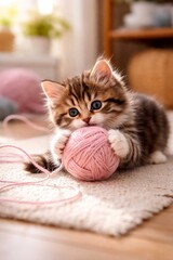 kitten playing with a ball