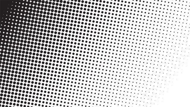 Abstract geometric black circle halftone pattern background fading to transparent grid