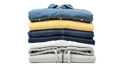 Stack of neatly folded clothes 
Pilha de roupas dobradas 