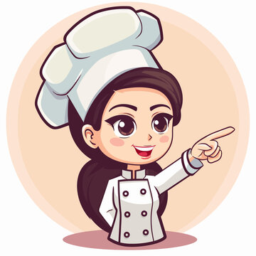 Cartoon chef pointing with a smile culinary concept with copy space background