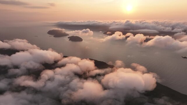 Fog over Bay of Harbour Breton, Newfoundland