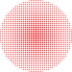 Vibrant red halftone circle gradient background with a retro comic book pop art texture effect