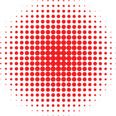 Vibrant red halftone circle gradient background with a retro comic book pop art texture effect