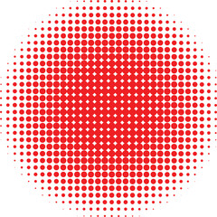 Vibrant red halftone circle gradient background with a retro comic book pop art texture effect