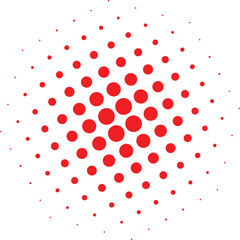 Abstract red halftone dot pattern radiating from the center in a circular burst design