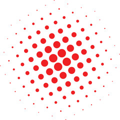 Minimalist red halftone dot pattern radiating outwards from a central point creating abstract visual texture
