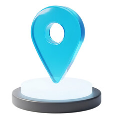 Blue location pin icon on transparent background