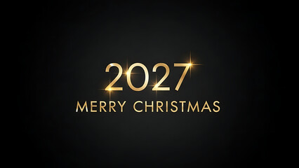 Golden 2027 Merry Christmas celebration with festive text on dark background