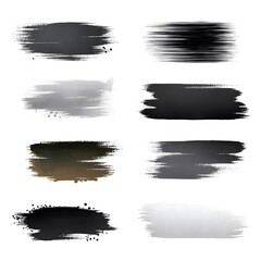 Abstract brush strokes in various shades of black, gray, and white create a textured background, perfect for artistic designs and creative projects with copy space