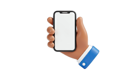 Cartoon Hand Holding Smartphone with Blank Screen