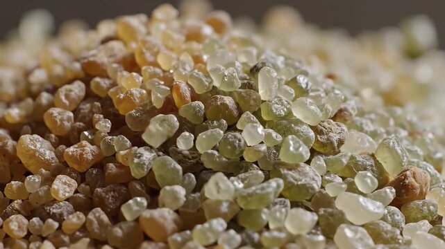 Closeup of a pile of raw uncut peridot gemstones showcasing their natural beauty and varying shades of green and brown.
