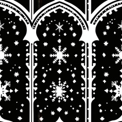 Abstract geometric holiday arch with snowflake border Repeating Pattern Tile Repeating Pattern Tile