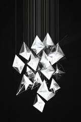 Abstract geometric holiday chandelier with crystal elements