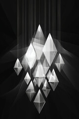 Abstract geometric holiday chandelier with crystal elements