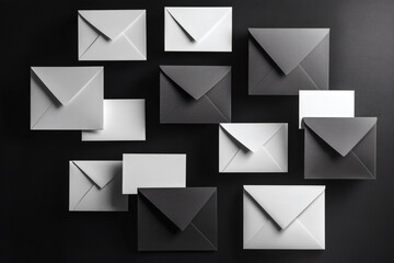 Geometric holiday card holder with minimalist envelopes