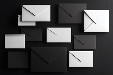 Geometric holiday card holder with minimalist envelopes