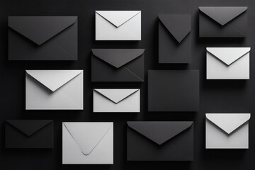 Geometric holiday card holder with minimalist envelopes